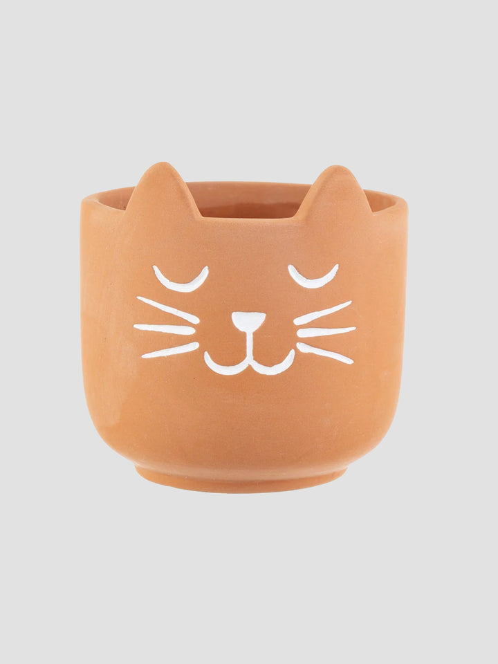 Mini Cat Terracotta Planter, Whiskers Design for Small Plants Additional 1