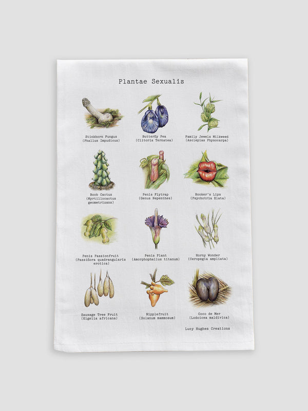 Plantae Sexualis Tea Towel – Cheeky Botanical Cotton Kitchen Towel
