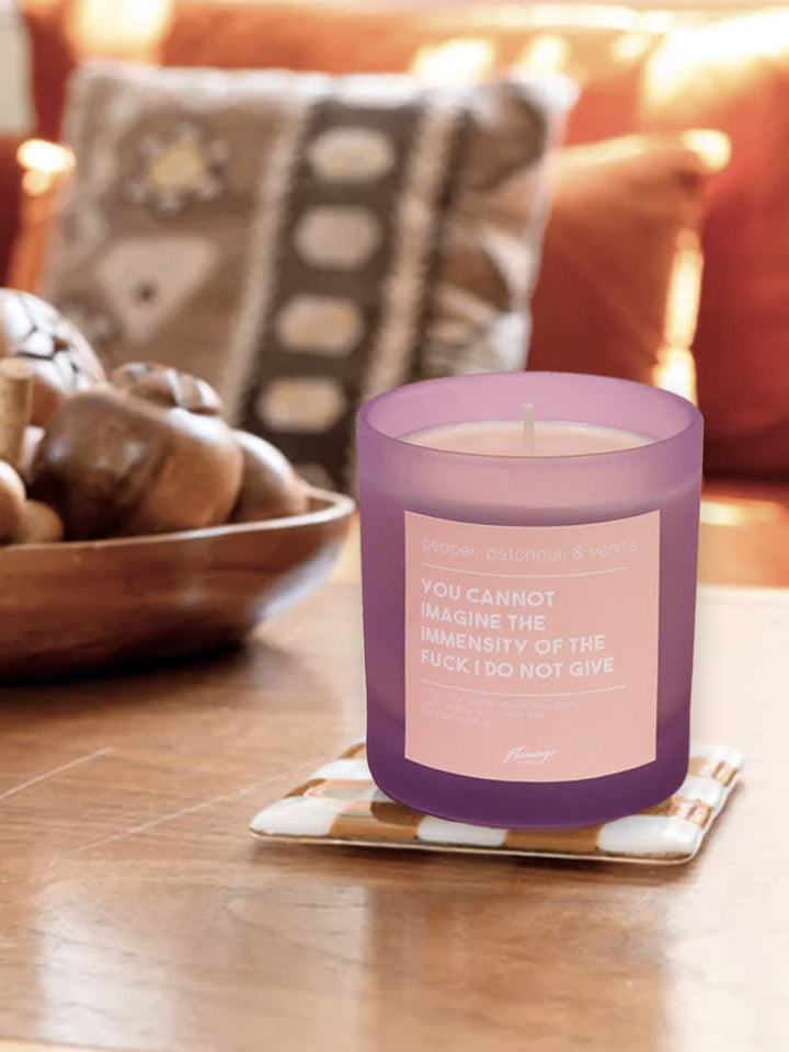 Pepper, Patchouli & Vanilla You Cannot Imagine the Immensity of the Fuck I Do Not Give Frosted Purple Jar Candle Additional 3