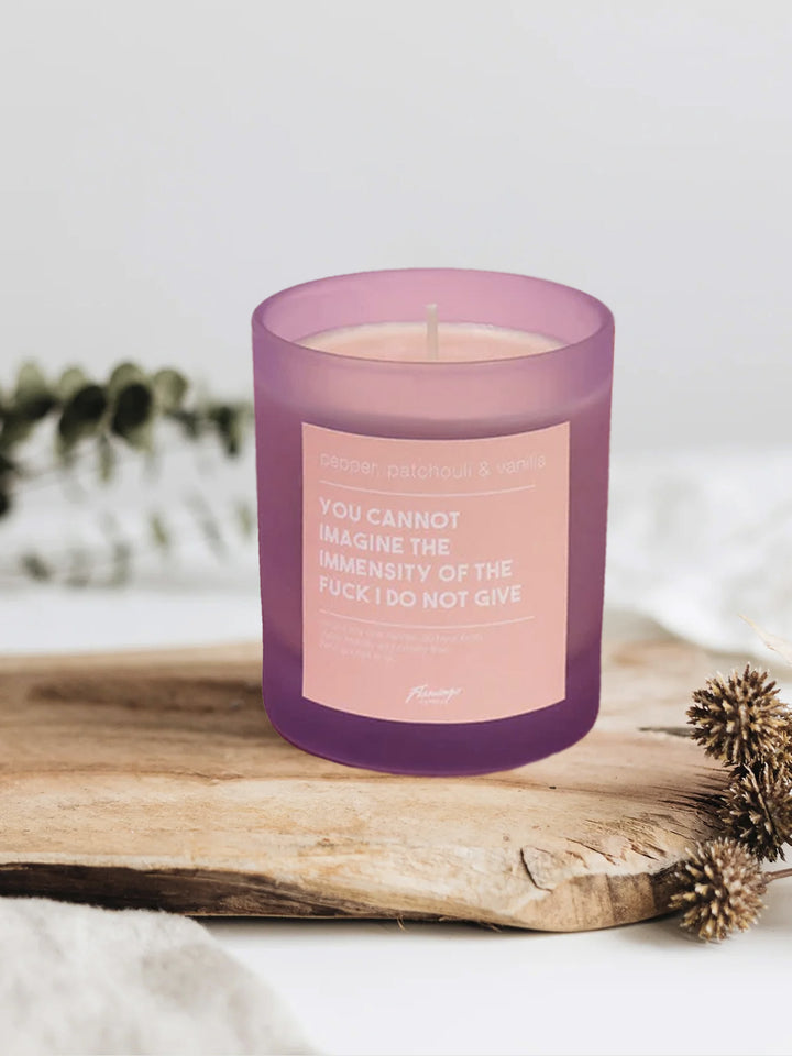 Pepper, Patchouli & Vanilla You Cannot Imagine the Immensity of the Fuck I Do Not Give Frosted Purple Jar Candle Additional 2