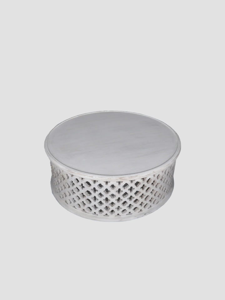 Petal Mango Wood Coffee Table - White Additional 1