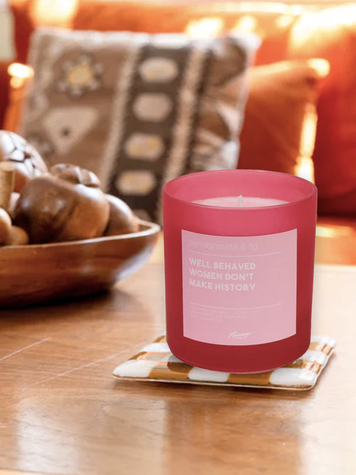 Pomegranate & Fig Well Behaved Women Don't Make History Frosted Red Jar Candle Additional 3