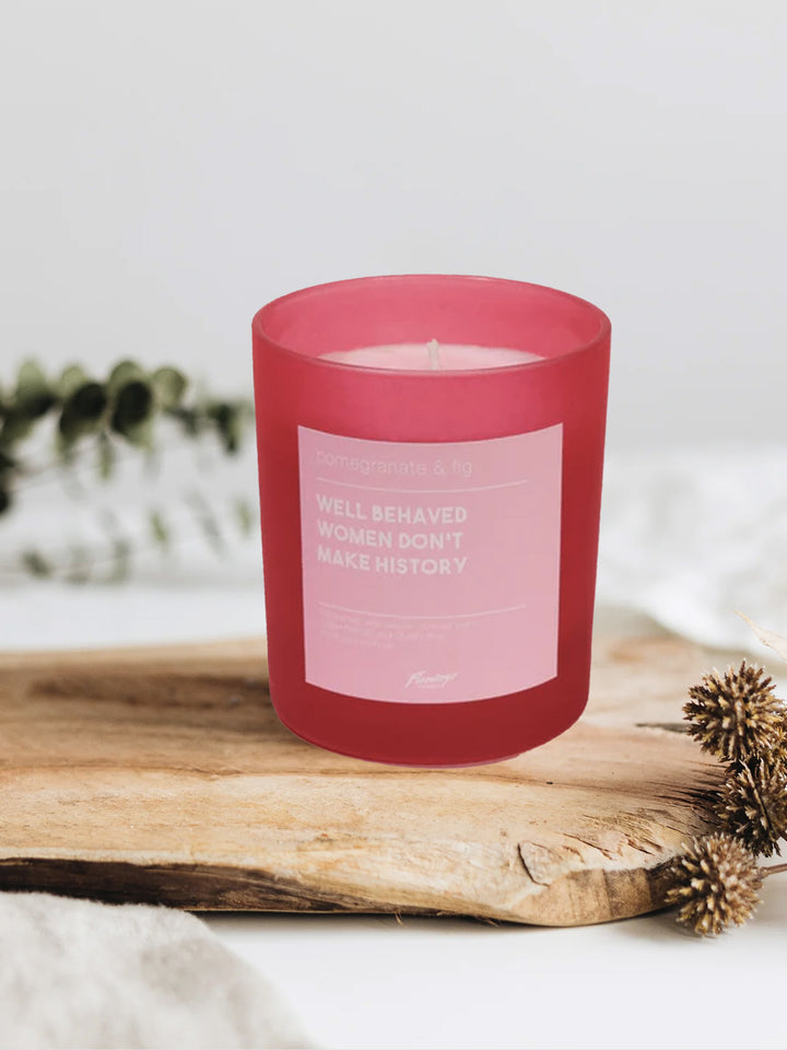Pomegranate & Fig Well Behaved Women Don't Make History Frosted Red Jar Candle Additional 2