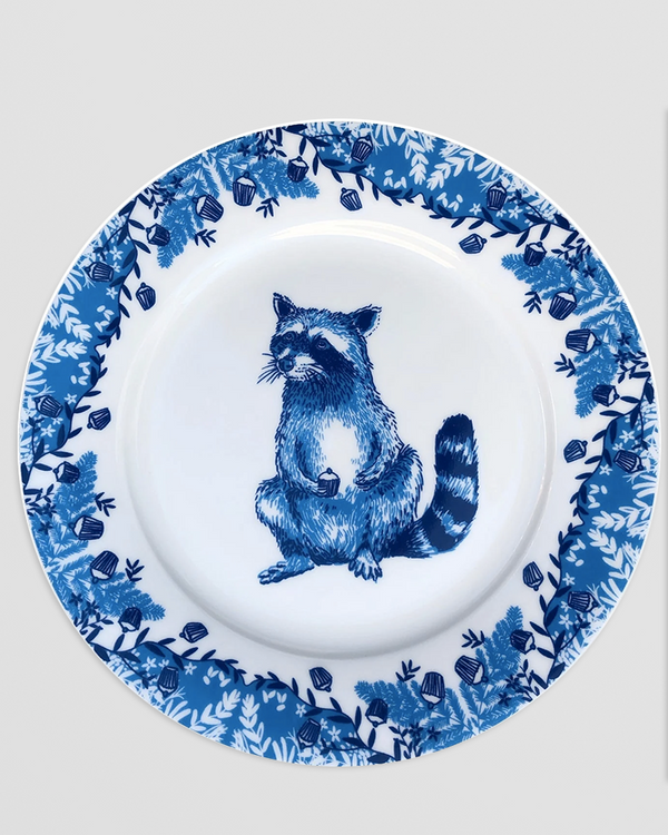 Raccoon Willow pattern side plate