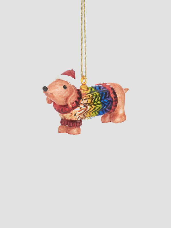 Sausage Dog in Rainbow Jumper Bauble [D]