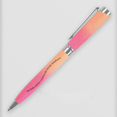 Pink and Orange Ballpoint Pen - She Believed She Could Slogan