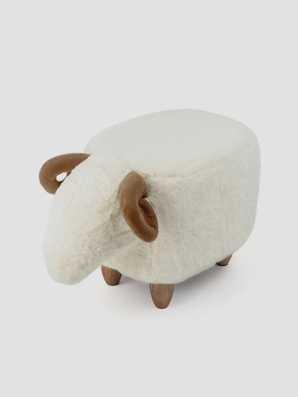 Sheep Footstool - Sheldon the Fluffy Ottoman with Horns and Humour