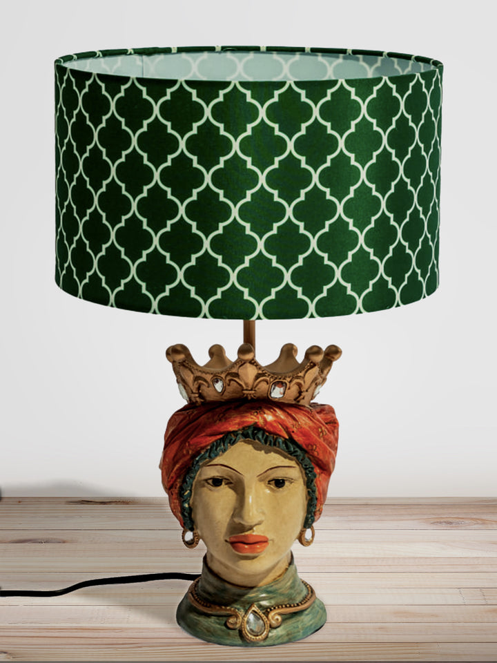Sicilian Queen Table Lamp with Green Patterned Shade Additional 3