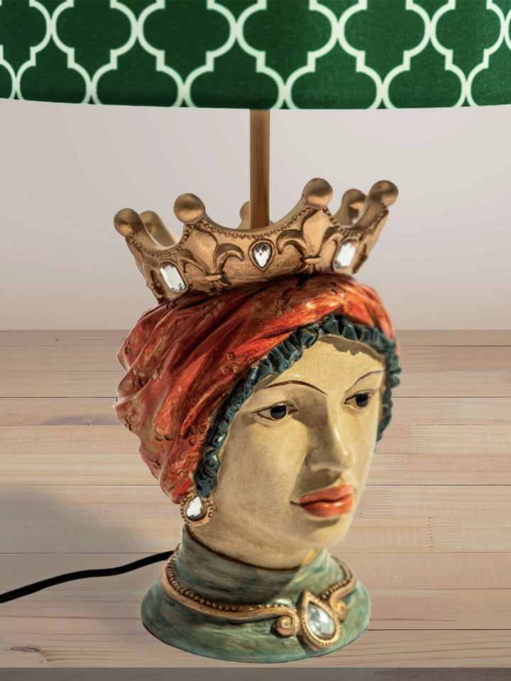 Sicilian Queen Table Lamp with Green Patterned Shade Additional 4