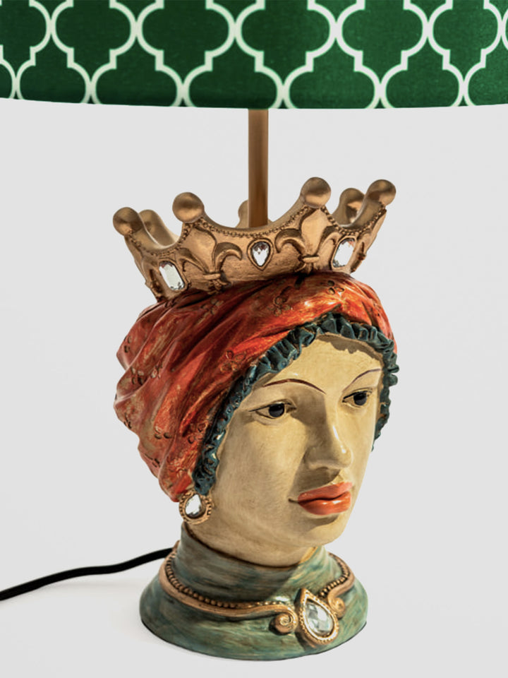 Sicilian Queen Table Lamp with Green Patterned Shade Additional 2