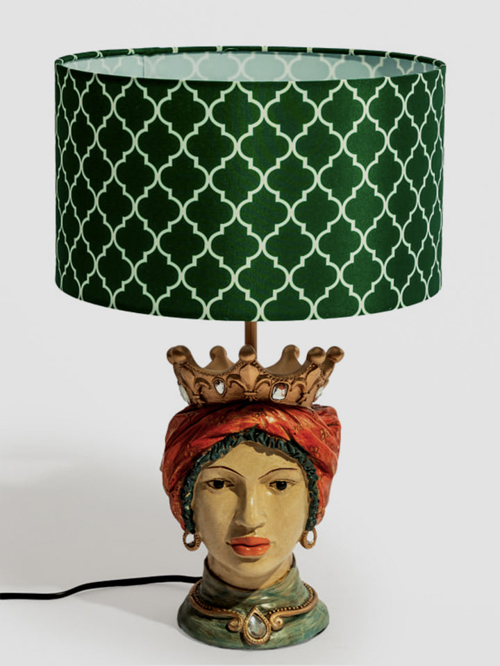 Sicilian Queen Table Lamp with Green Patterned Shade Additional 1