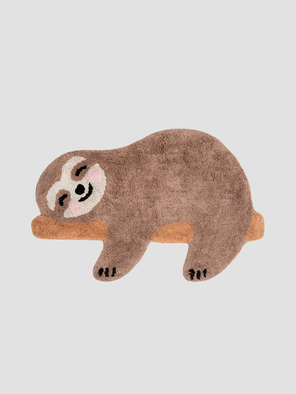 Sloth Shaped Cotton Rug - Chill Out Brown Animal Mat for Kids