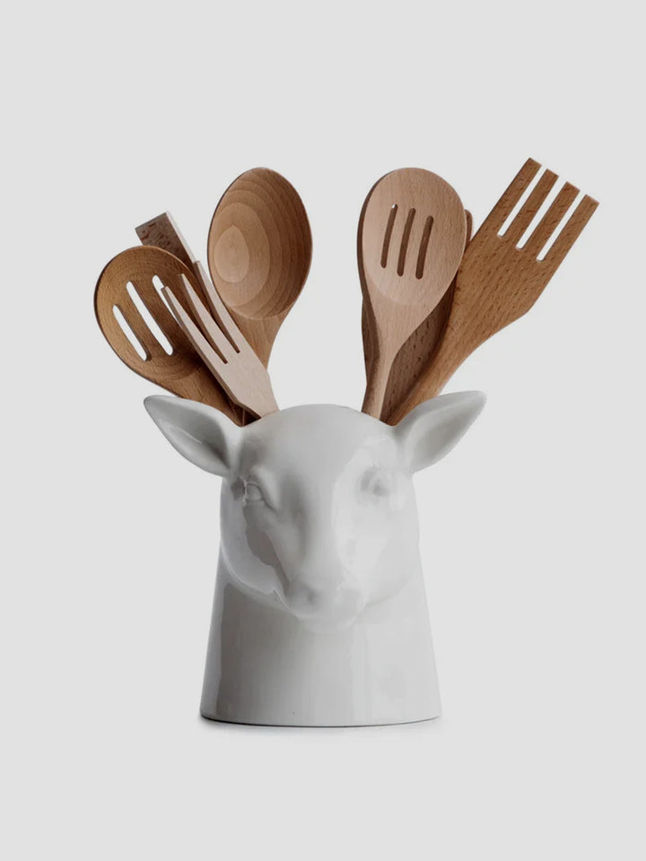 Stag Kitchen Tidy - Ceramic Utensil Holder with Antler Charm Additional 1