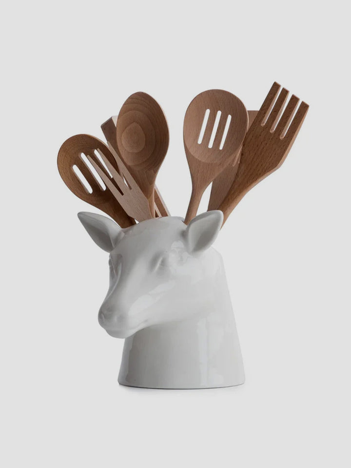 Stag Kitchen Tidy - Ceramic Utensil Holder with Antler Charm Additional 2