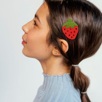 Berry Cute Strawberry Punch Needle Hair Clip