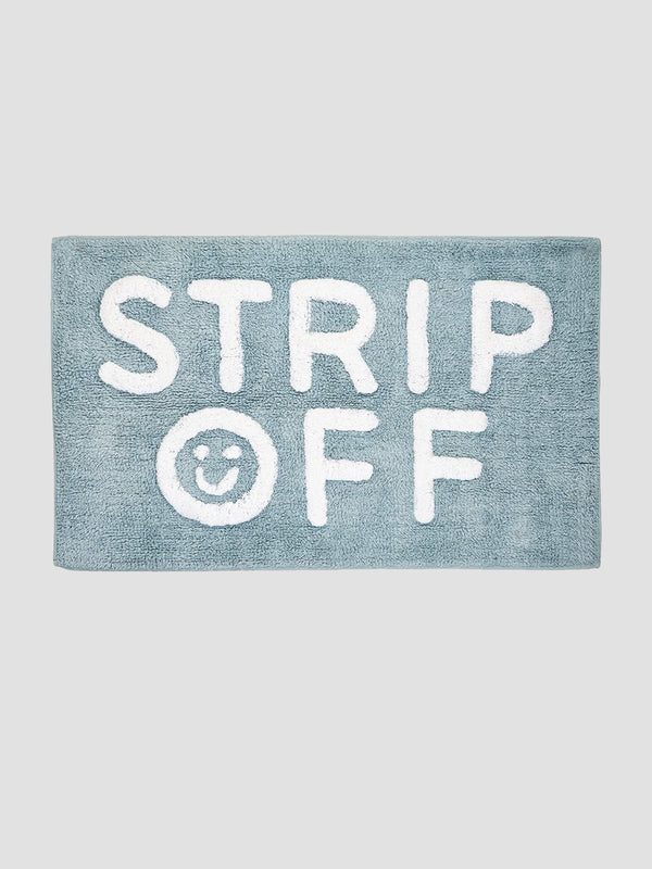 Strip Off Bath Mat - Funny Blue Cotton Bathroom Rug with Cheeky Reminder