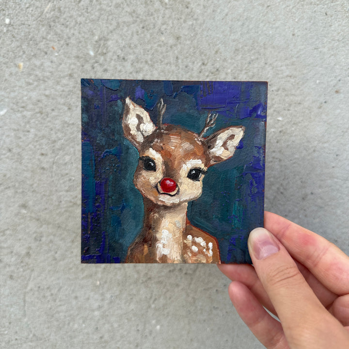 Oil Painting - Rudolph the Red-Nosed Reindeer with Nose and Nostalgia Additional 2