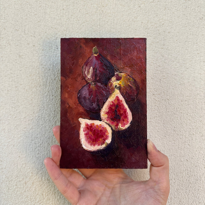 Oil Painting Still Life with Figs, Gothic Rustic Fruit Art in Gold Frame Additional 4