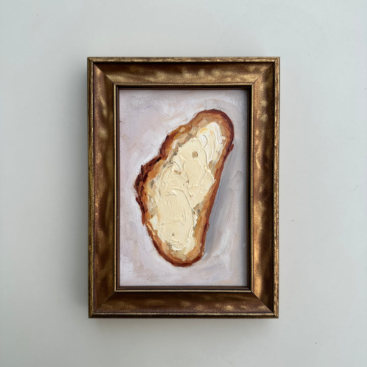 Original Oil Painting - Bread and Butter Still Life in Miniature Additional 3