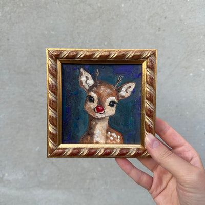 Oil Painting - Rudolph the Red-Nosed Reindeer with Nose and Nostalgia