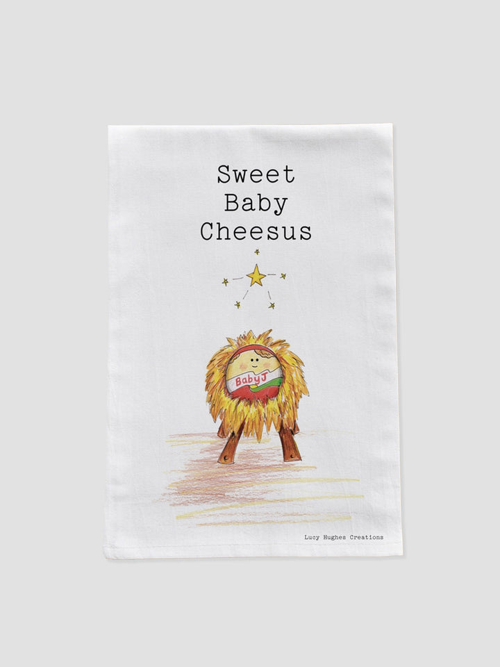 Sweet Baby Cheesus Tea Towel. A Dairy Tale in Cotton Additional 1