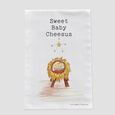 Sweet Baby Cheesus Tea Towel. A Dairy Tale in Cotton