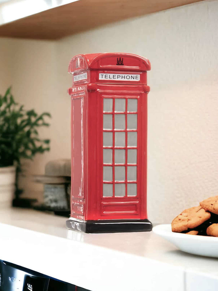 Ceramic Cookie Jar - Red Telephone Box Shaped Biscuit Tin Additional 5