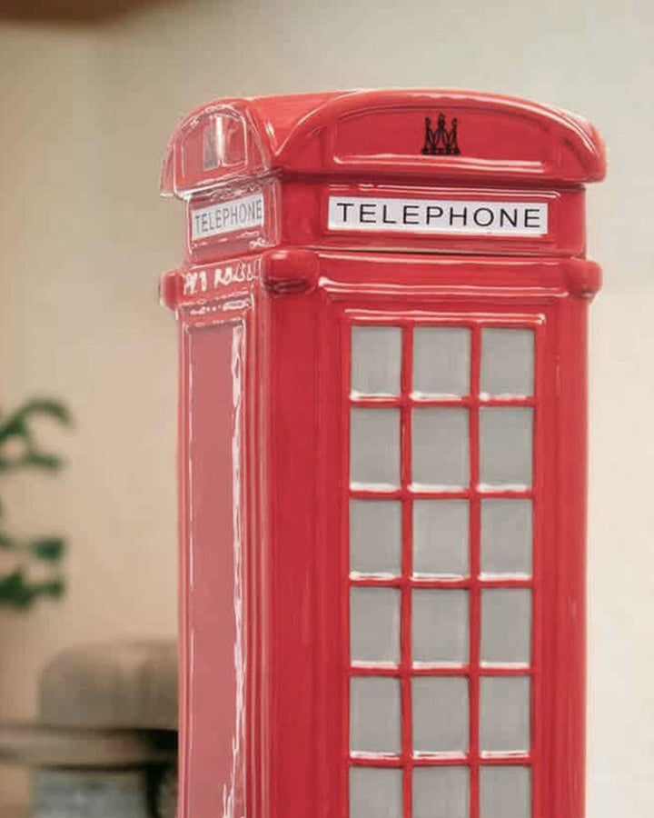 Ceramic Cookie Jar - Red Telephone Box Shaped Biscuit Tin Additional 4