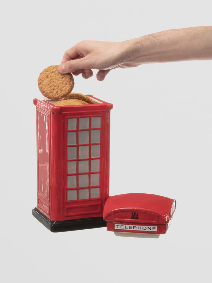 Ceramic Cookie Jar - Red Telephone Box Shaped Biscuit Tin Additional 2