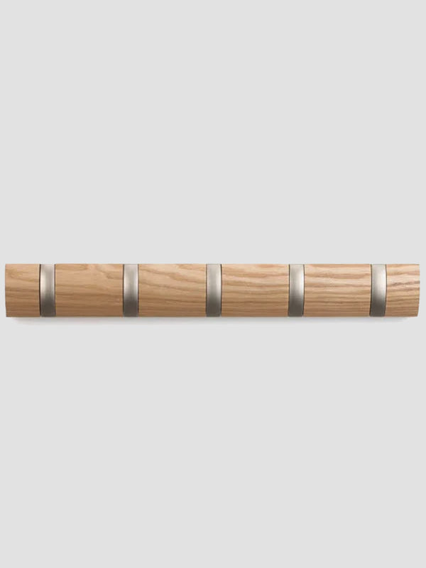 Umbra Flip Hook Rack in Natural Wood. Sleek Storage That Disappears