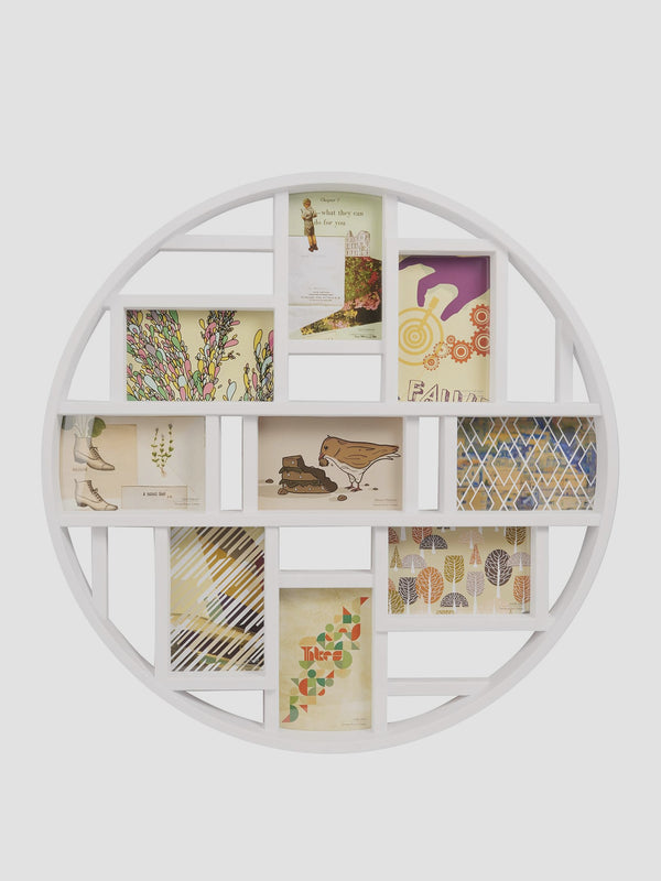 Umbra Luna Photo Art Display, White. Round Frame with 9 Photo Slots