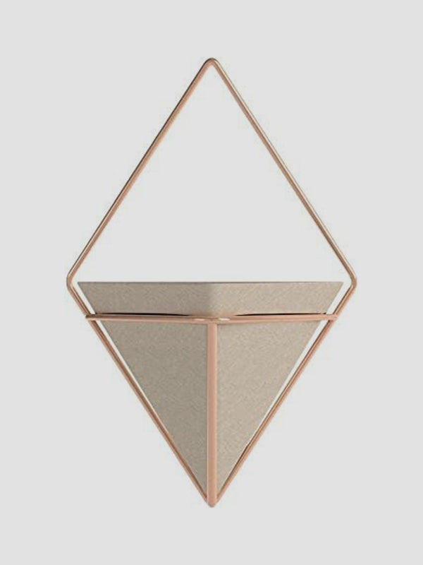 Umbra Trigg Wall Vessel Large Copper. Geometric Wall Planter with Style