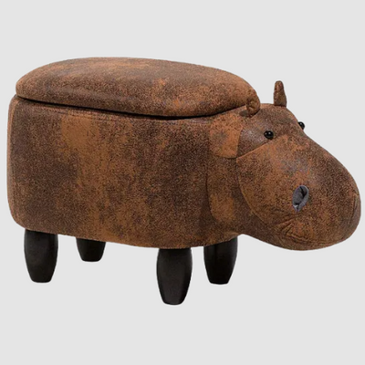 Harold the Hippo Footstool. Faux Leather Ottoman with Storage and a Smile