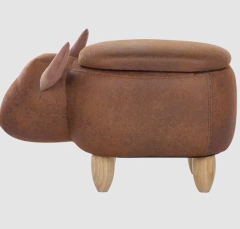 Benton the Bull Footstool. Faux Leather Ottoman with Horns and Humour Additional 4