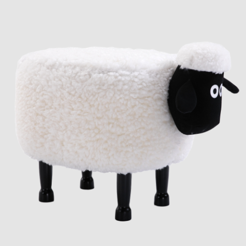 Sian the Sheep Footstool, Fluffy Animal Ottoman with Sturdy Legs