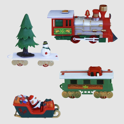 Christmas Tree Train Set with Lights and Sounds, 31-Piece Festive Fun