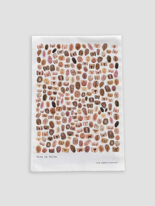 Viva la Vulva Tea Towel, 100% Cotton with Hand-Drawn Design