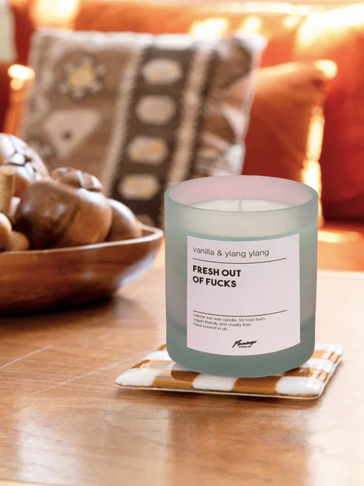 Vanilla & Ylang Ylang Fresh Out of Fucks Frosted Green Jar Candle Additional 2