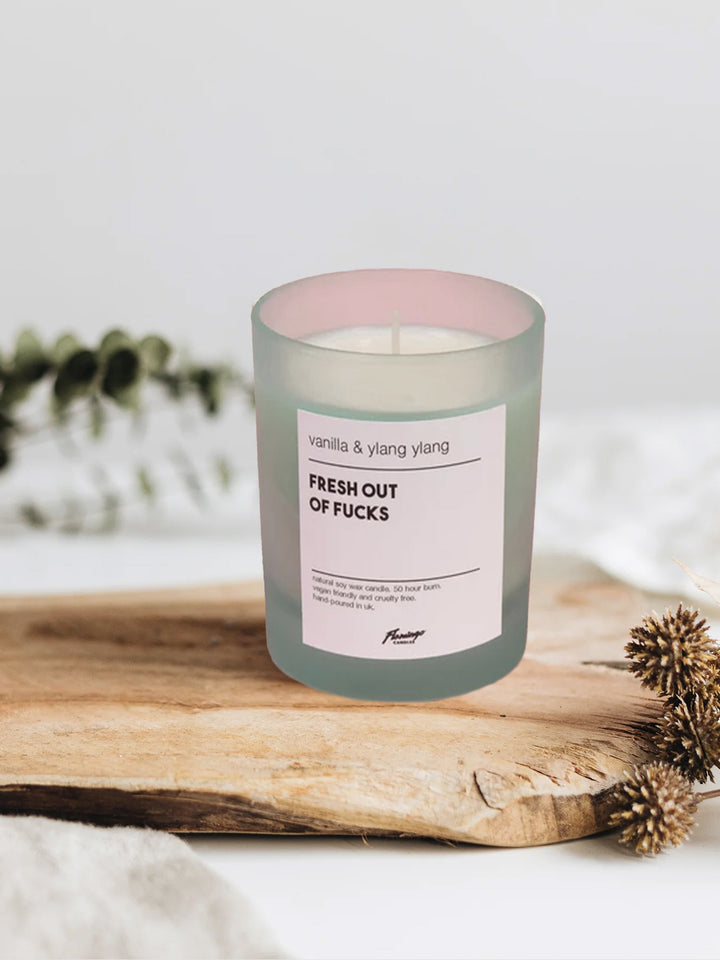 Vanilla & Ylang Ylang Fresh Out of Fucks Frosted Green Jar Candle Additional 3