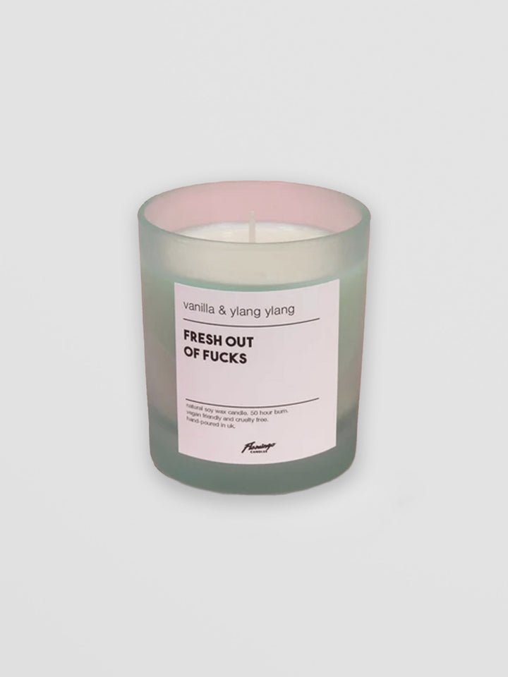 Vanilla & Ylang Ylang Fresh Out of Fucks Frosted Green Jar Candle Additional 1