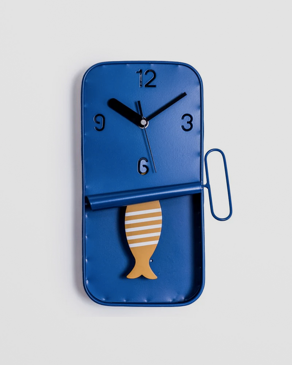 Vintage Sardine Tin Wall Clock – Navy Blue