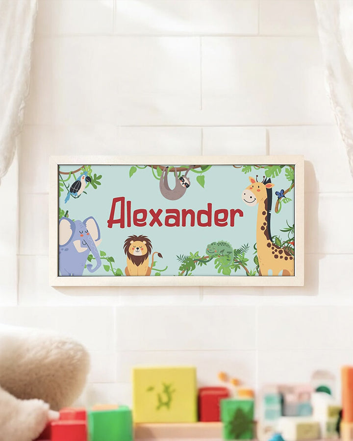 Personalised Jungle Nursery Wall Art, Framed Safari Print for Kids Additional 4