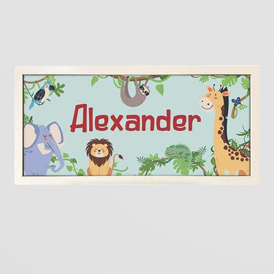 Personalised Jungle Nursery Wall Art, Framed Safari Print for Kids