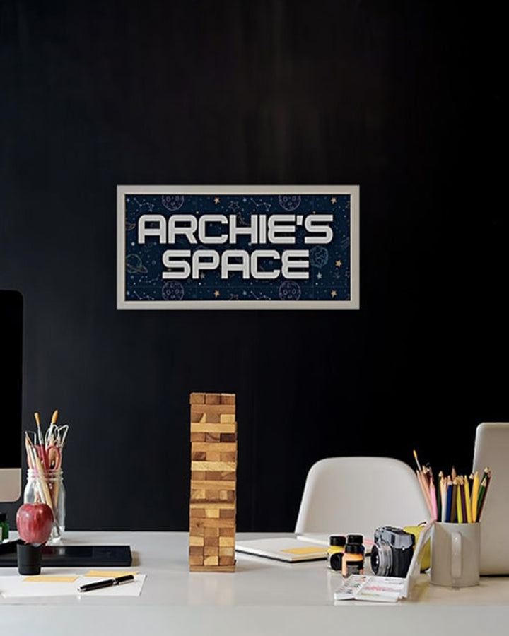 Personalised Space Wall Art for Kids. Framed Print with Name Additional 5