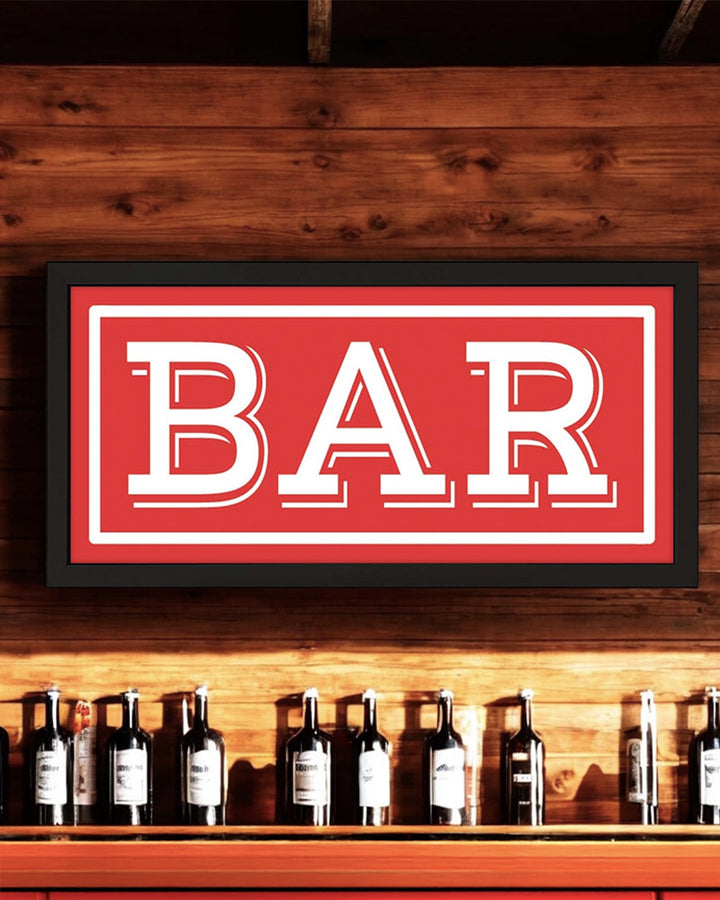 Framed Bar Wall Art Print. Classic Red Pub Sign for Home Bars Additional 4