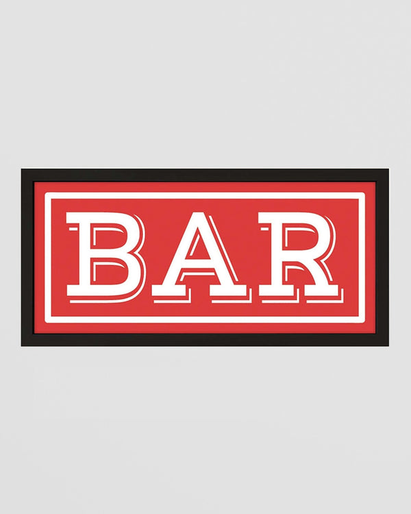 Framed Bar Wall Art Print. Classic Red Pub Sign for Home Bars