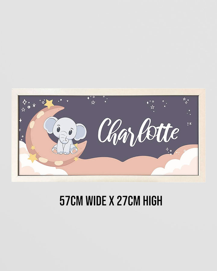 Personalised Nursery Wall Art Print. Elephant and Moon Framed Keepsake Additional 5