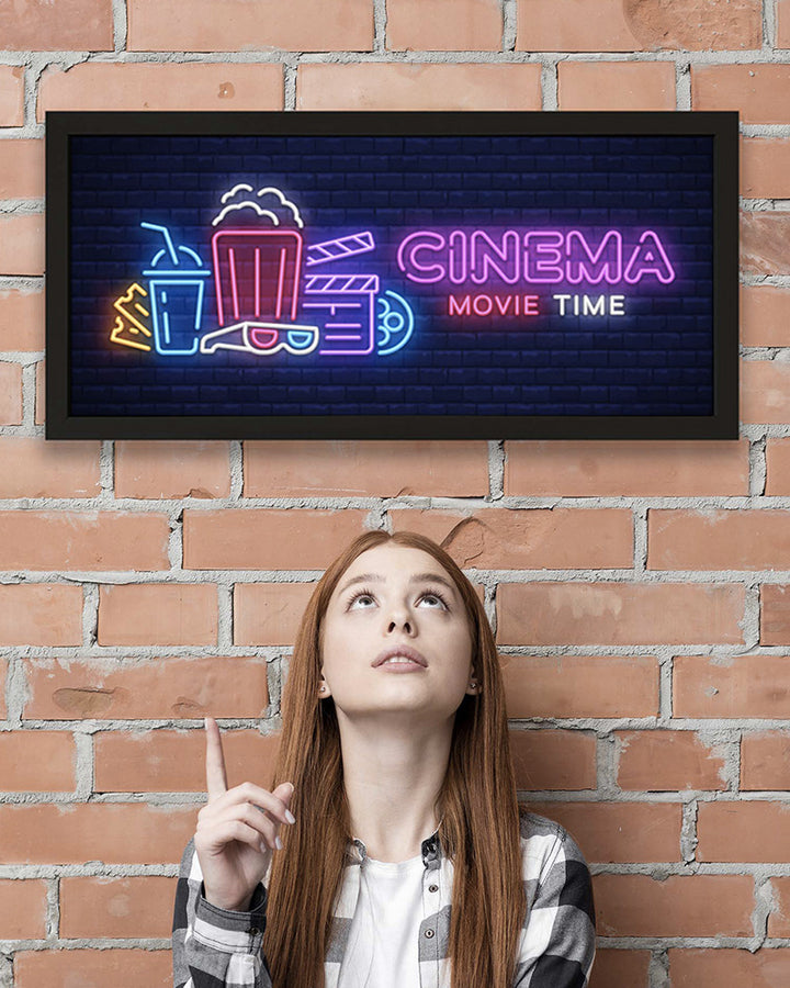 Framed Wall Art Print - Movie Time Neon for Home Cinema Additional 3