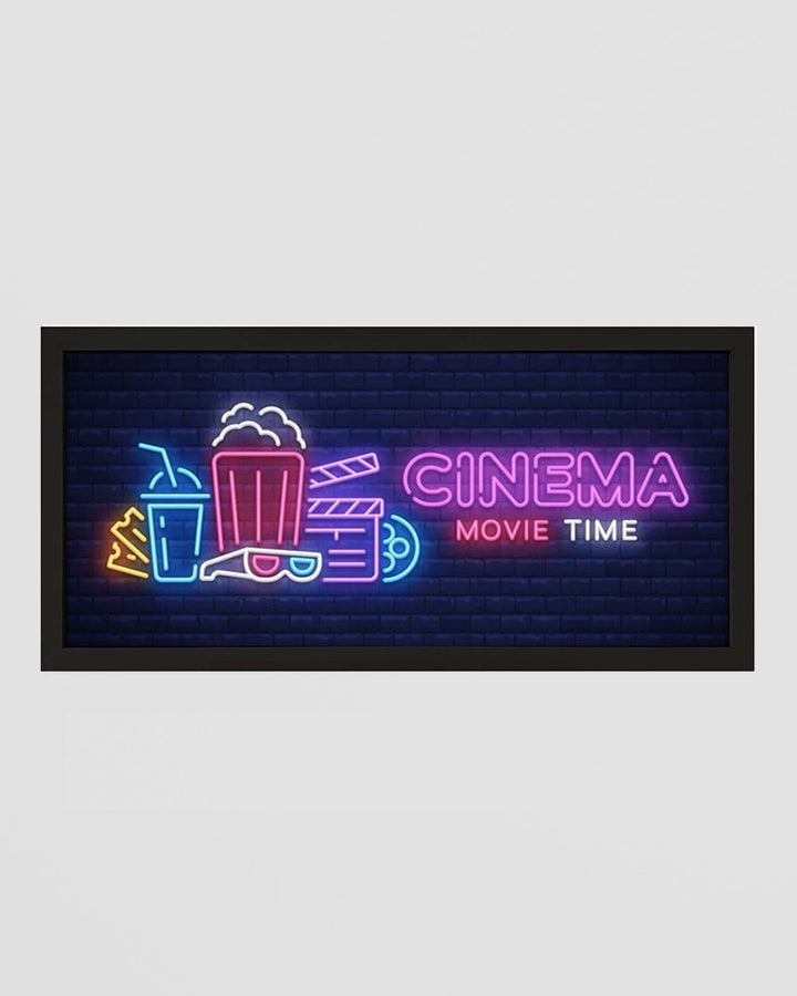 Framed Wall Art Print - Movie Time Neon for Home Cinema Additional 2