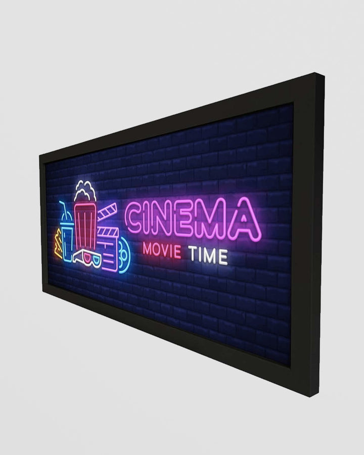 Framed Wall Art Print - Movie Time Neon for Home Cinema Additional 1